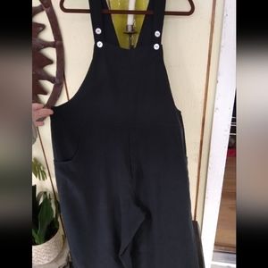 Chicos black flowy slouchy overalls L